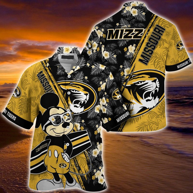Missouri Tigers NCAA Summer Hawaiian Shirt Mickey And Floral Pattern