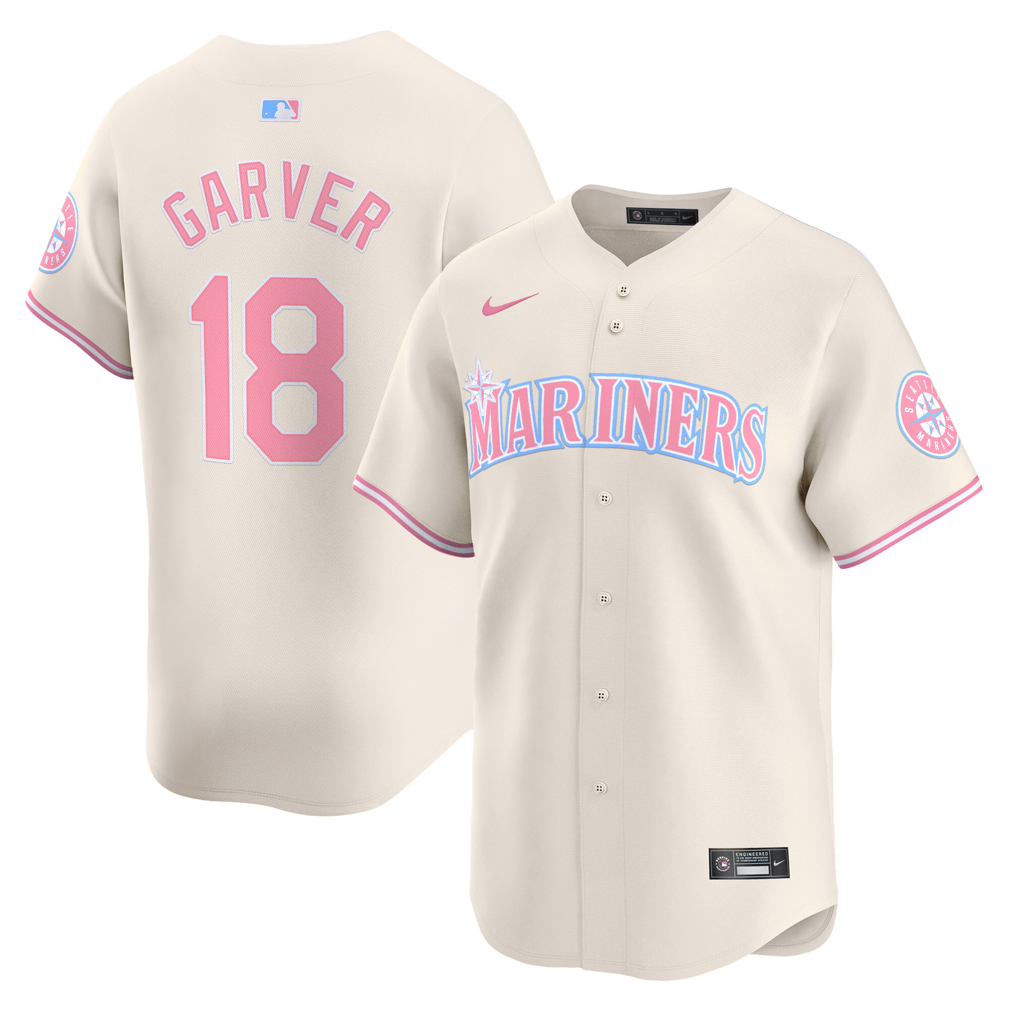 Mitch GarverUnisex Seattle Mariners Bubblegum Pink Vapor Premier Limited Cream Jersey - All Stitched