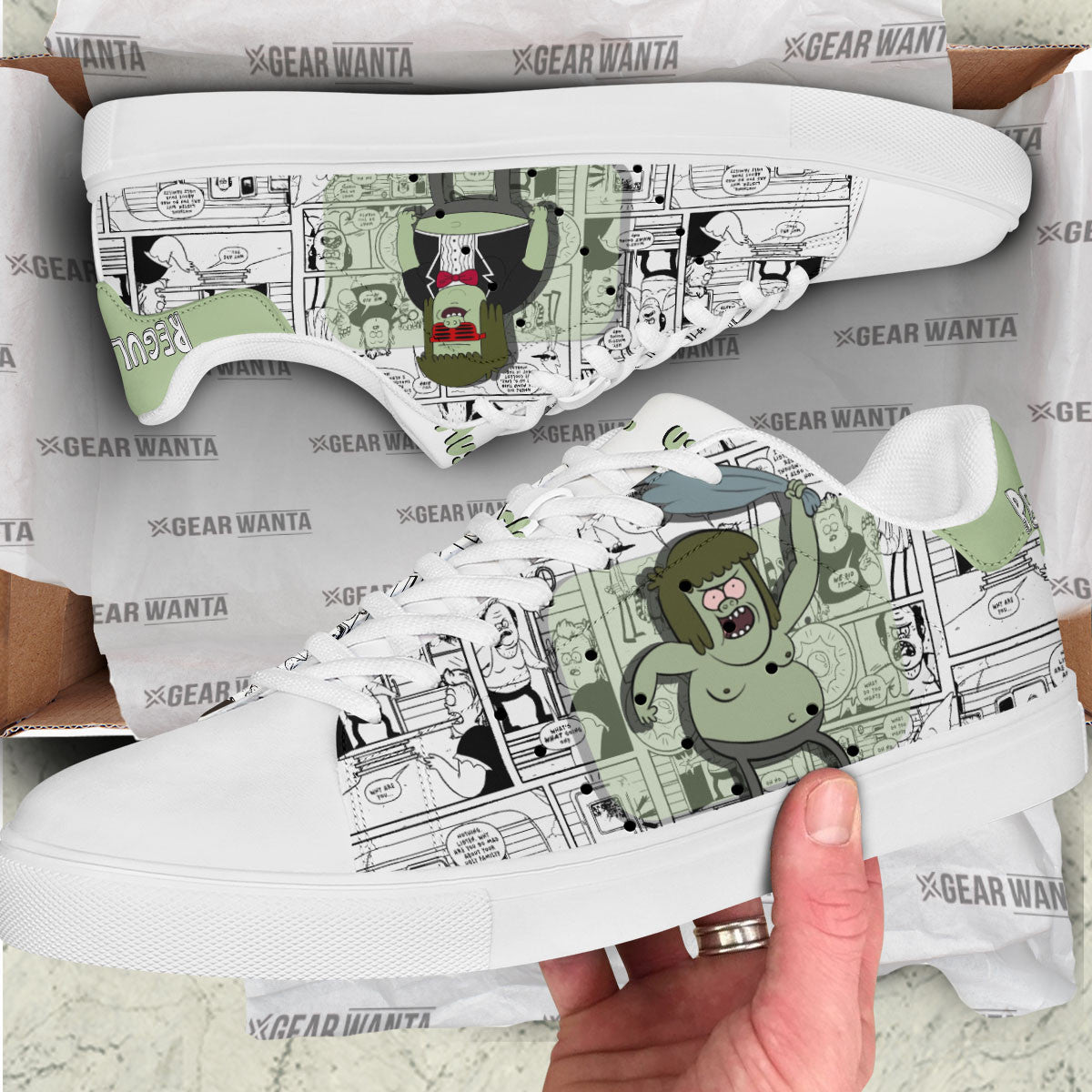 Mitch Muscle Regular Show Skate Shoes Custom Comic Style