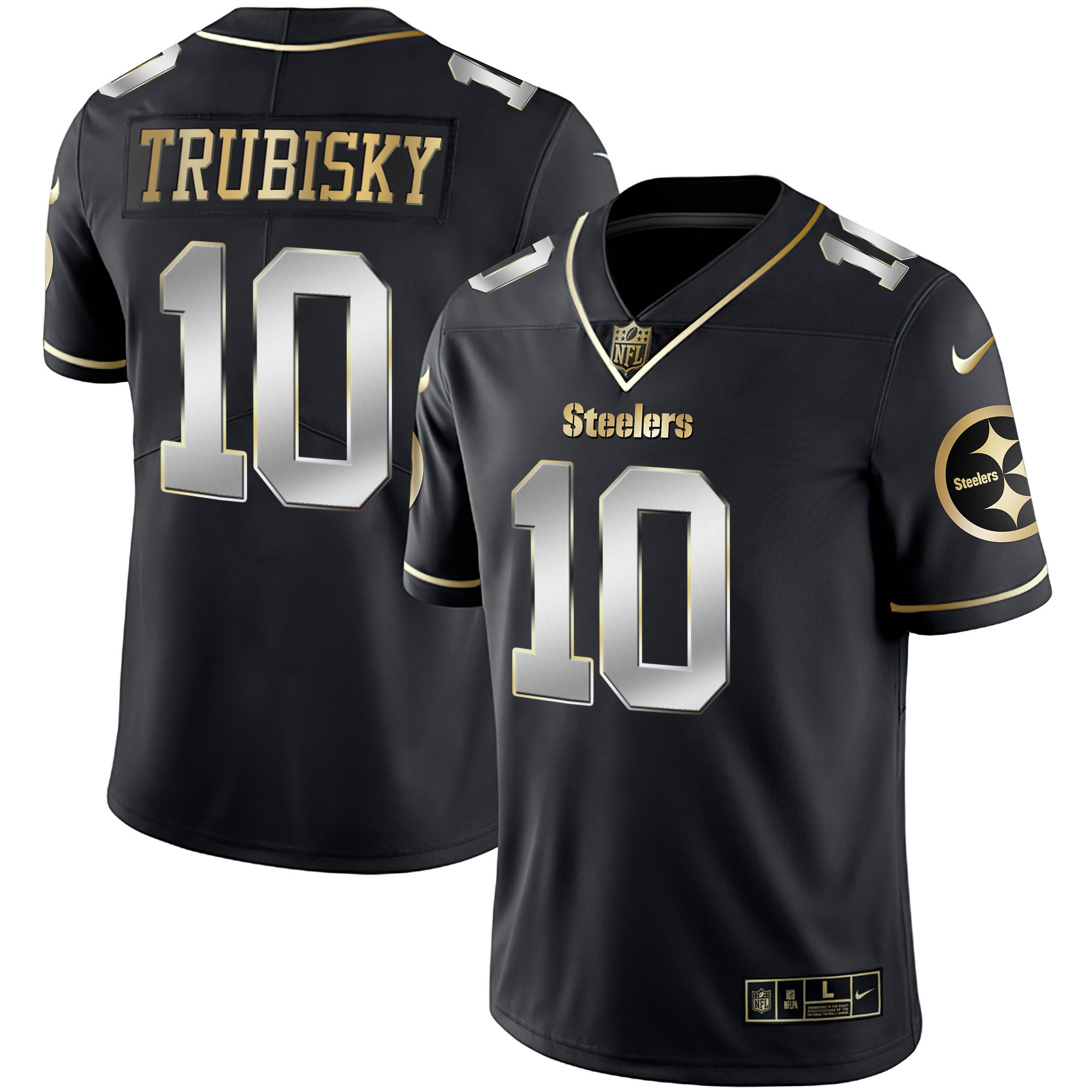 Mitchell Trubisky Men's Pittsburgh Steelers Gold & Split Black Limited Jersey - All Stitched