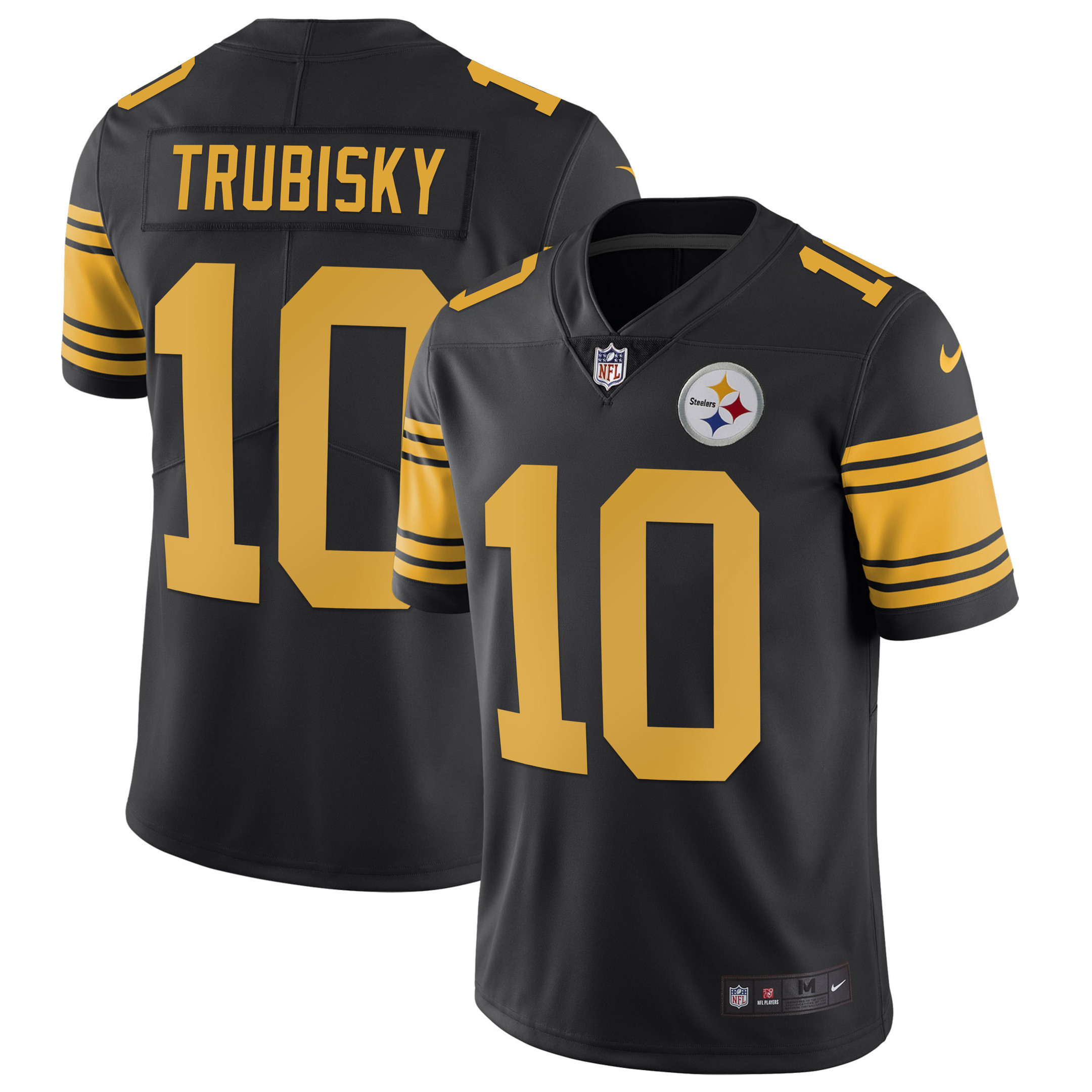Mitchell Trubisky Men's Pittsburgh Steelers Gold & Split Color Rush Jersey - All Stitched