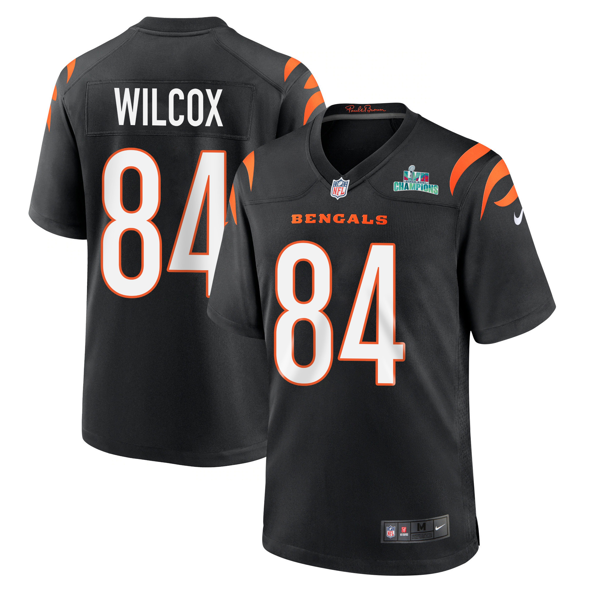 Mitchell Wilcox 84 Cincinnati Bengals Super Bowl LVII Champions Men Game Stitched Jersey – Black