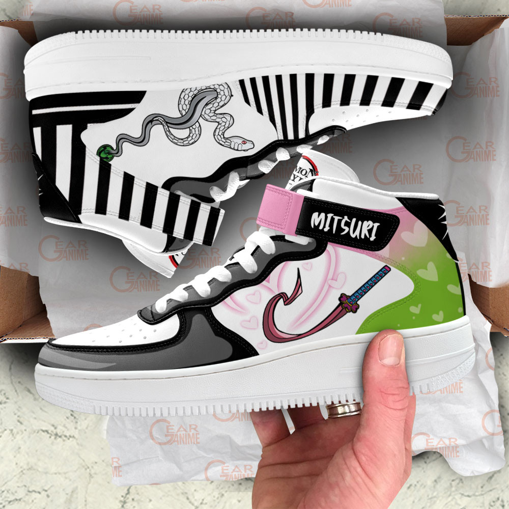 Mitsuri and Obanai Sneakers Air Mid Custom Anime Demon Slayer Shoes