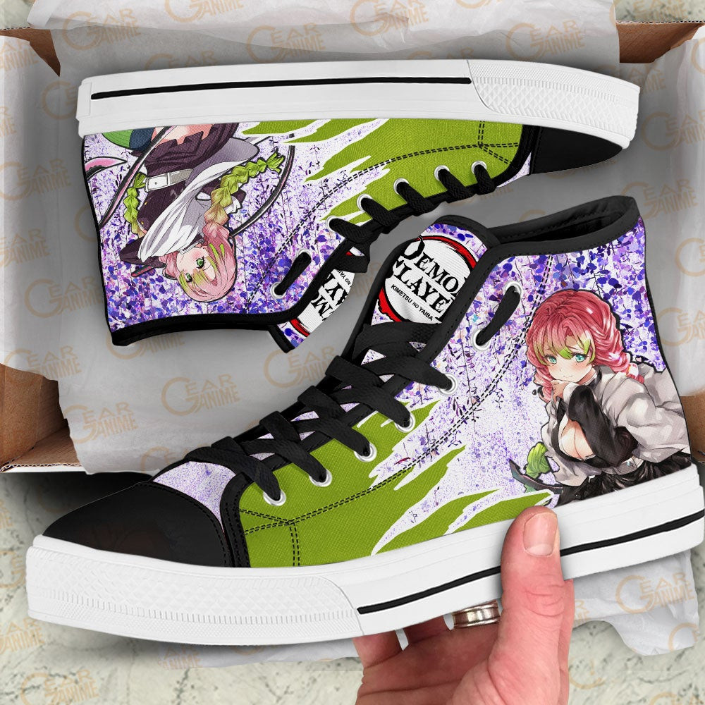 Mitsuri Kanroji High Top Shoes Demon Slayer Sneakers Wisteria Style