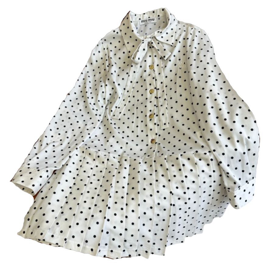 Miu Miu Polka Dot Dress White For Women