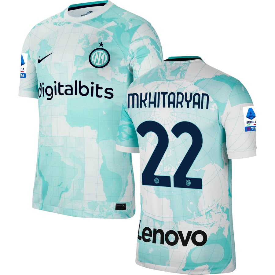 Mkhitaryan 22 Inter Milan Serie A Patch Men 2022/23 Away Jersey – White