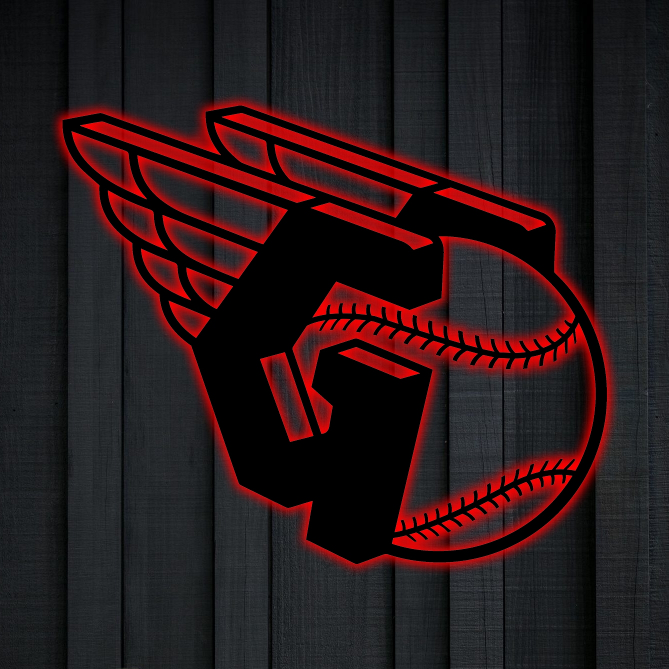 MLB Cleveland GuardiansLogo RGB Led Lights Metal Wall Art