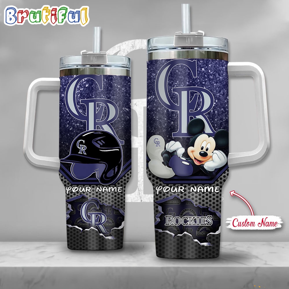 MLB Colorado Rockies Tumbler Mickey Mouse Customzed Handle Cup