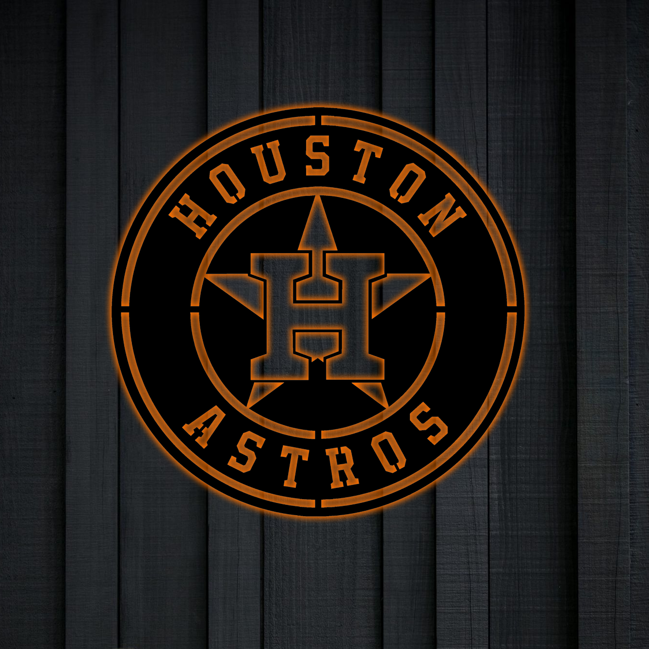 MLB Houston Astros Logo RGB Led Lights Metal Wall Art