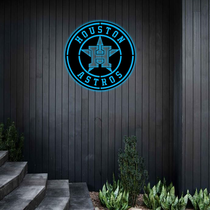 MLB Houston Astros Logo RGB Led Lights Metal Wall Art
