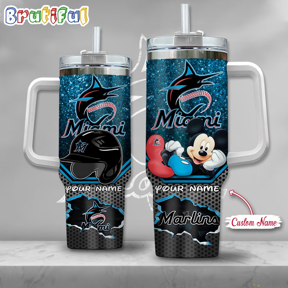 MLB Miami Marlins Tumbler Mickey Mouse Customzed Handle Cup