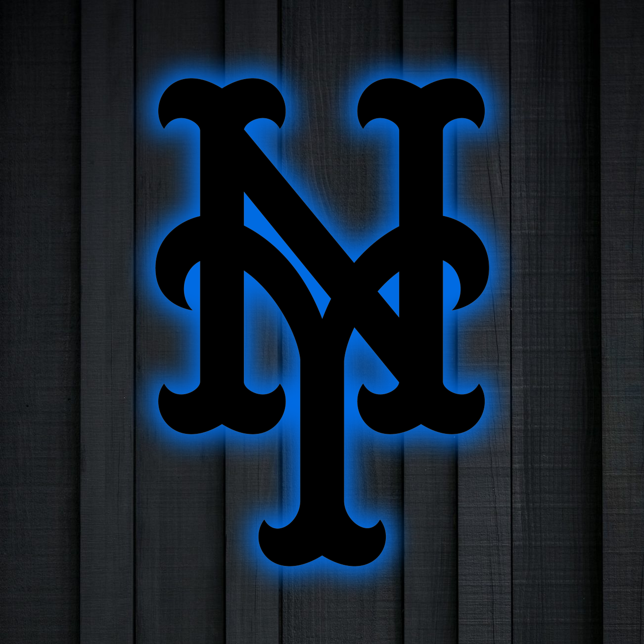 MLB New York Mets Logo RGB Led Lights Metal Wall Art