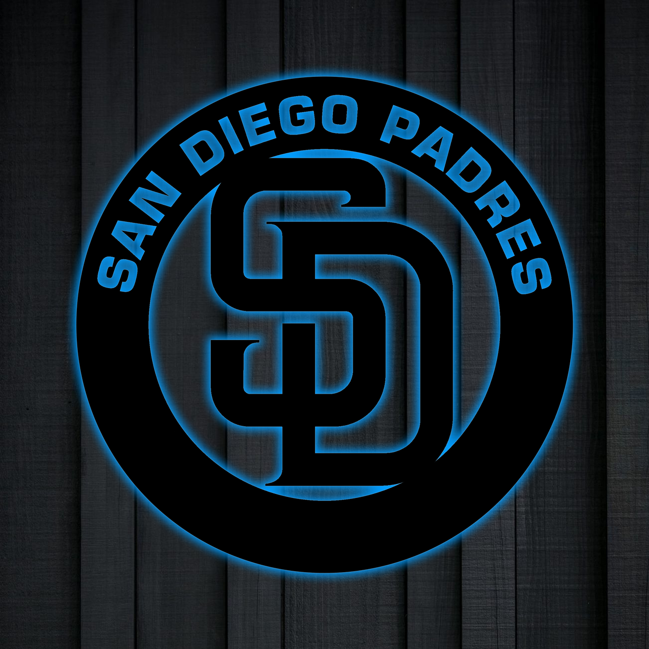 MLB Padres San Diego Logo RGB Led Lights Metal Wall Art