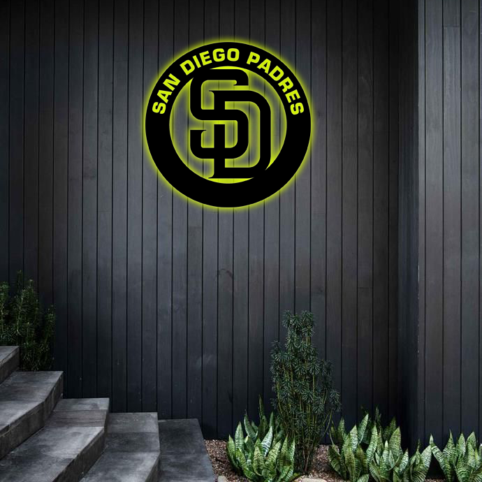 MLB Padres San Diego Logo RGB Led Lights Metal Wall Art