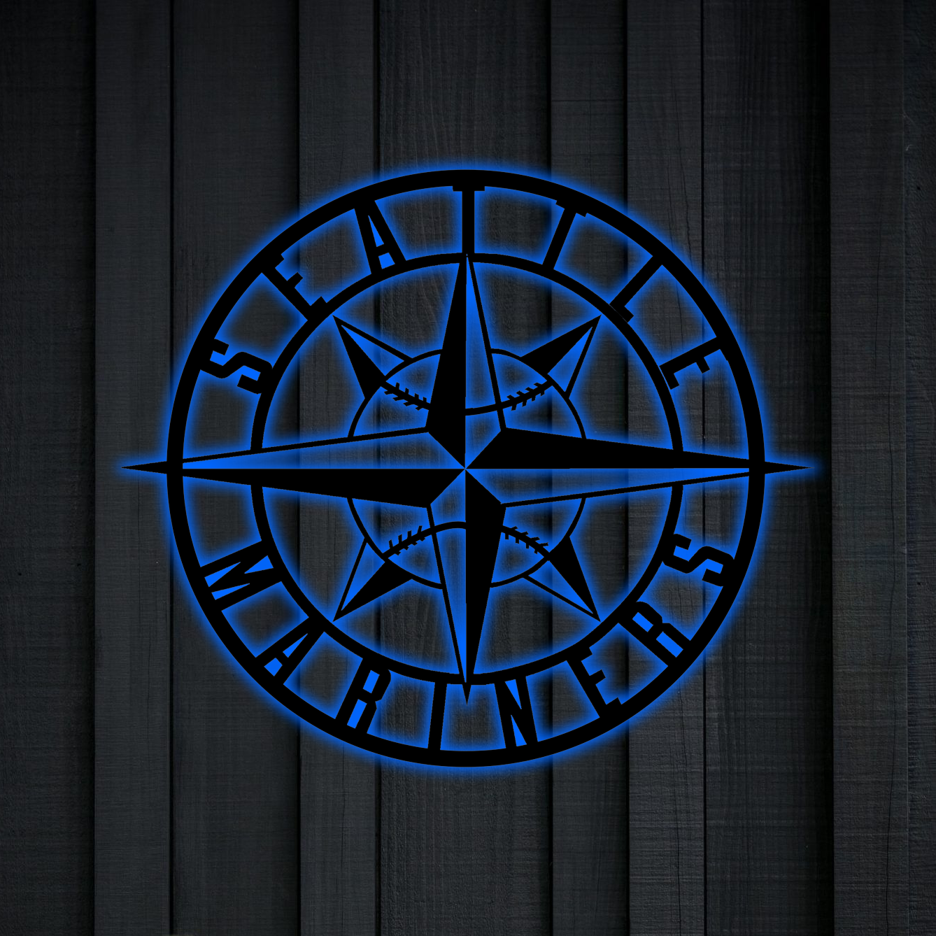 MLB Seattle Mariners Logo RGB Led Lights Metal Wall Art