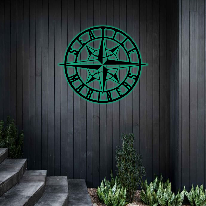 MLB Seattle Mariners Logo RGB Led Lights Metal Wall Art