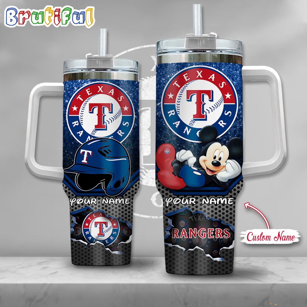 MLB Texas Rangers Tumbler Mickey Mouse Customzed Handle Cup