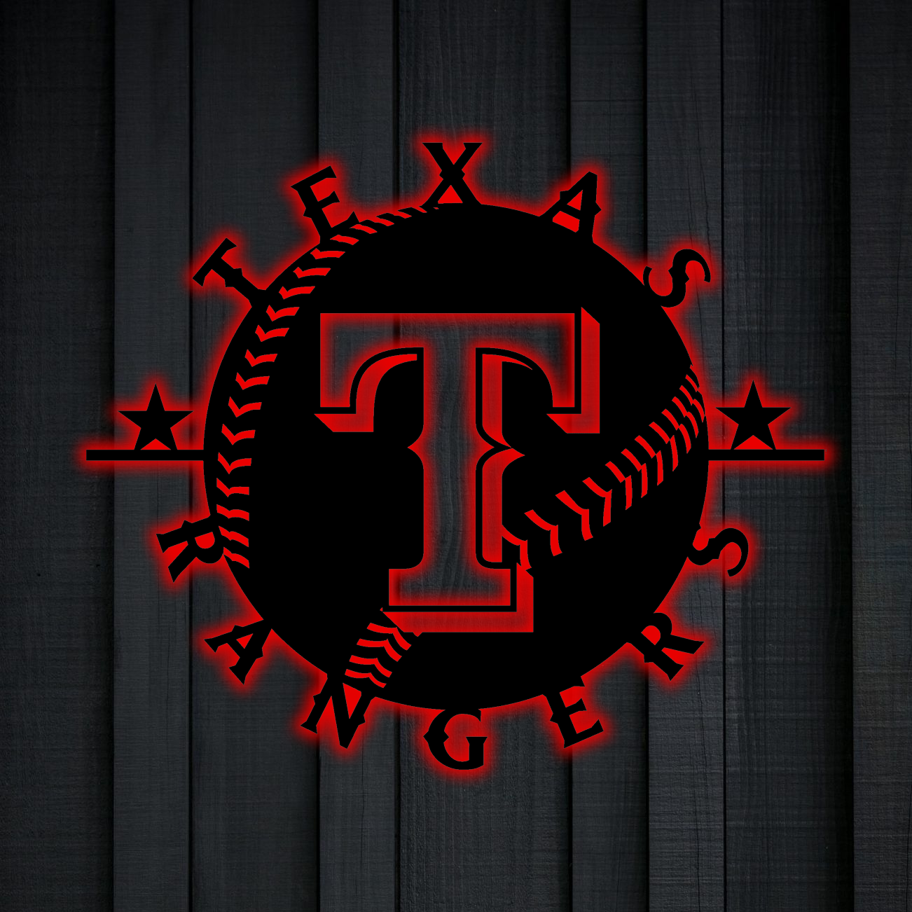 MLB Texas Rangerss Logo RGB Led Lights Metal Wall Art