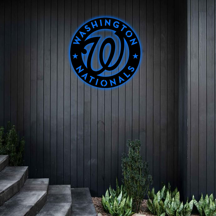 MLB Washington Nationals Logo RGB Led Lights Metal Wall Art