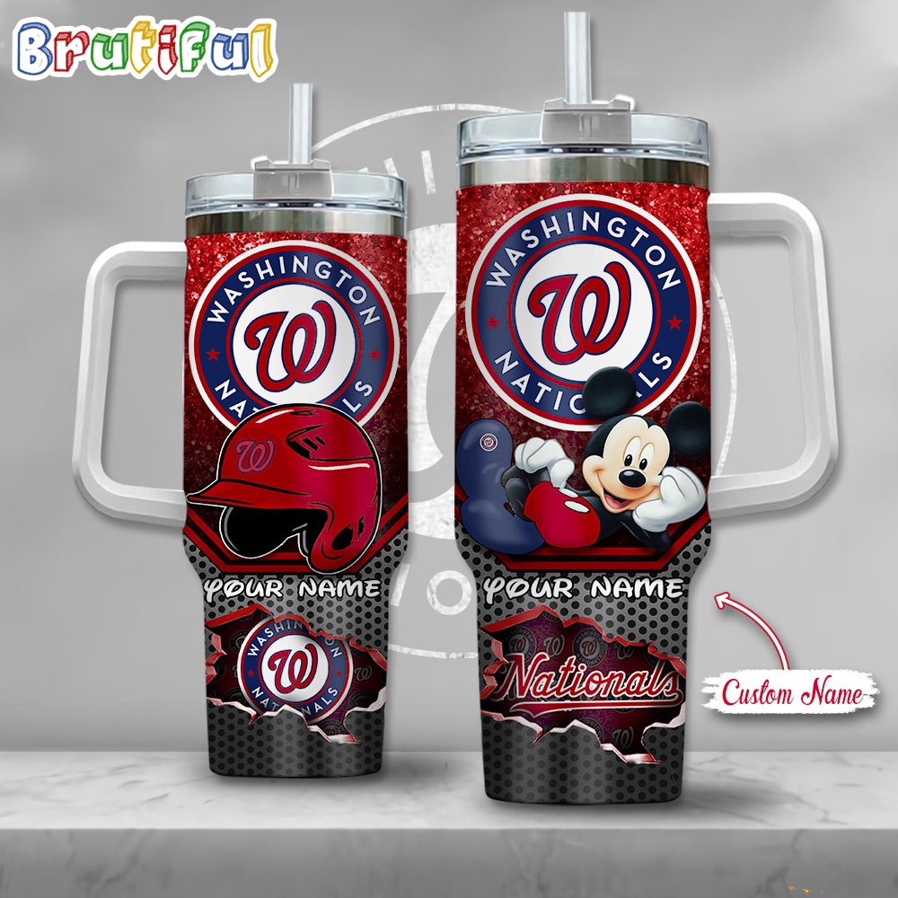 MLB Washington Nationals Tumbler Mickey Mouse Customzed Handle Cup