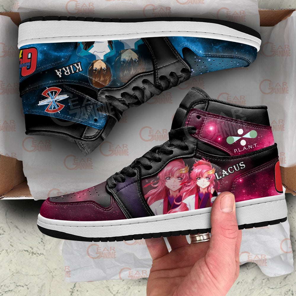 Mobile Suit Gundam Kira Yamato and Lacus Clyne Anime Shoes, Air Jordan Hightop