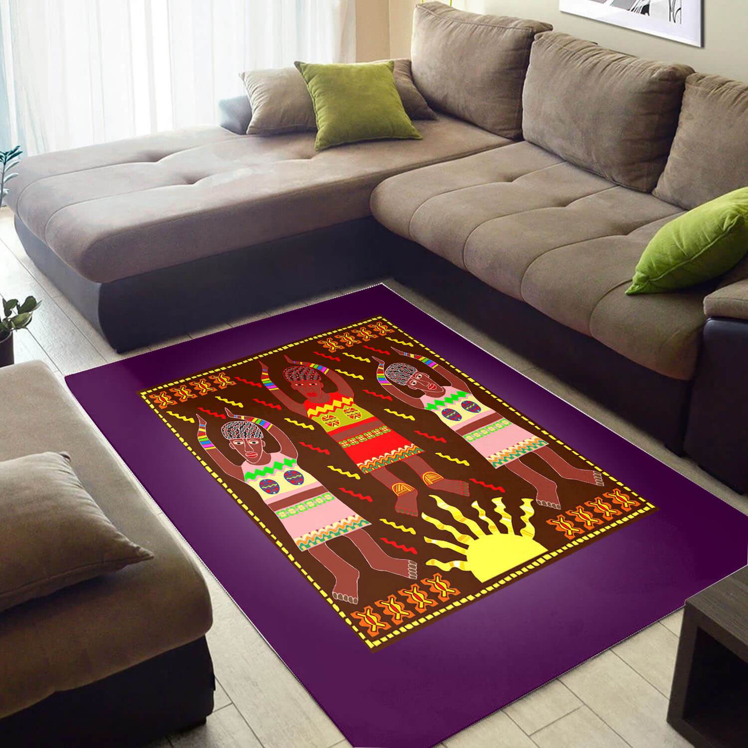 Modern African Abstract Natural Hair Afrocentric Pattern Art Design Floor Carpet Style Rectangle Rug