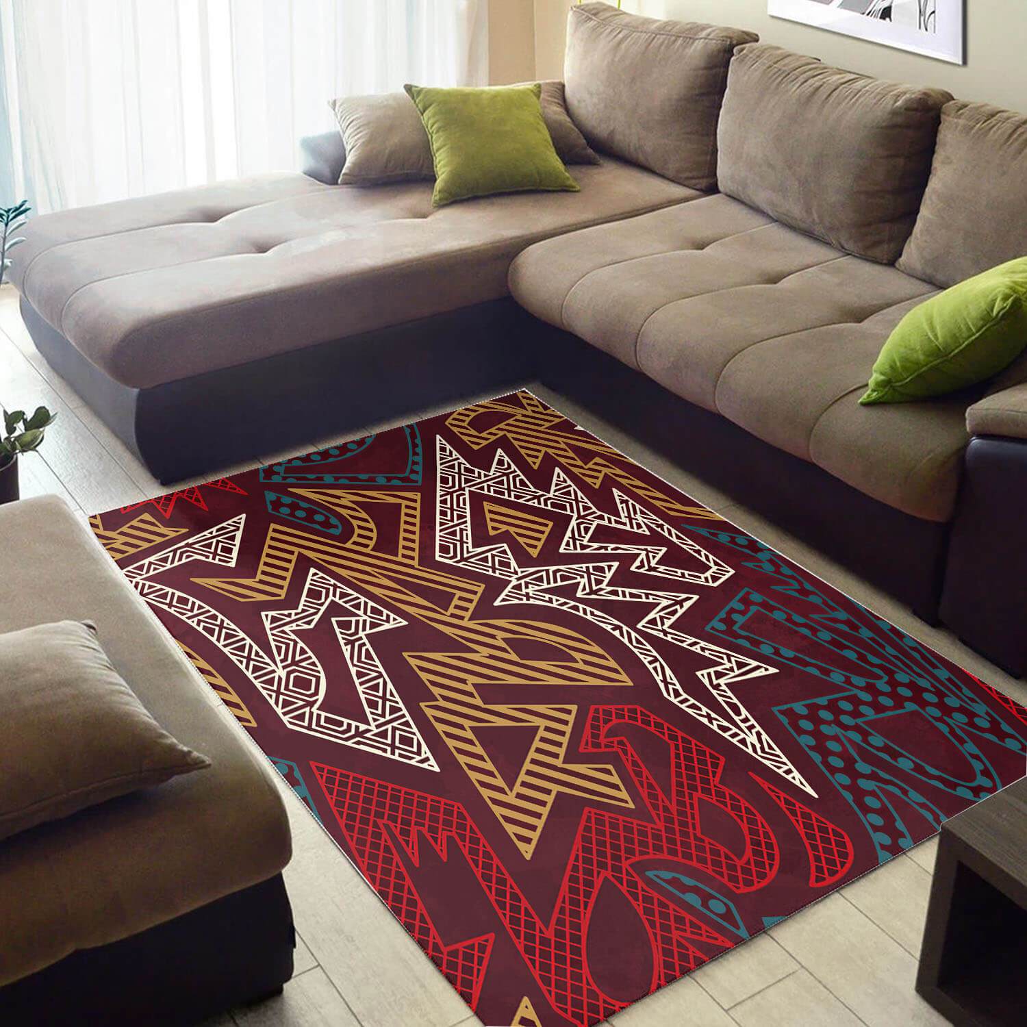 Modern African Afrocentric Art Design Floor Carpet Inspired Home Rectangle Rug