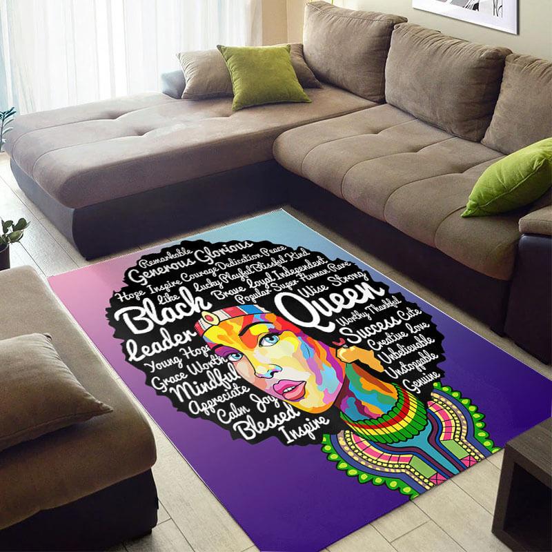 Modern African American Beautiful Afro Girl Carpet Room Rectangle Rug