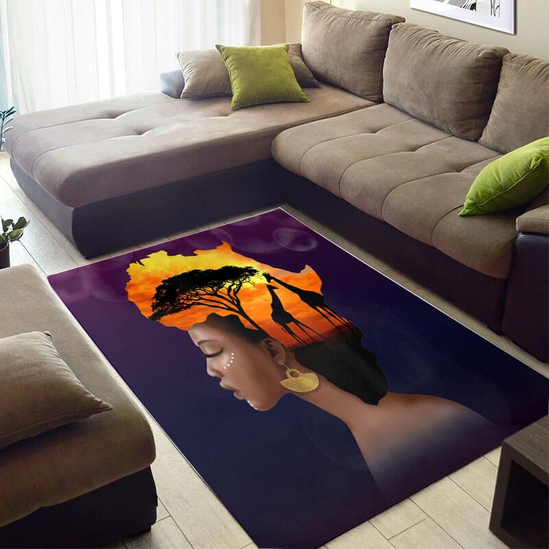 Modern African American Cute Queen Large Inspired Home Rectangle Rug
