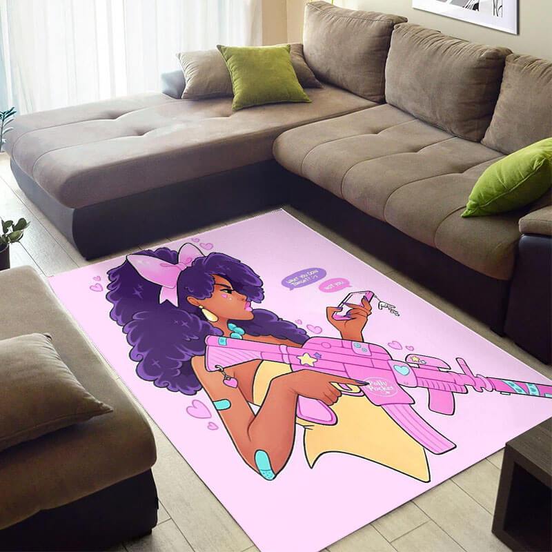 Modern African American Pretty Natural Hair Melanin Afro Girl Style Area House Rectangle Rug