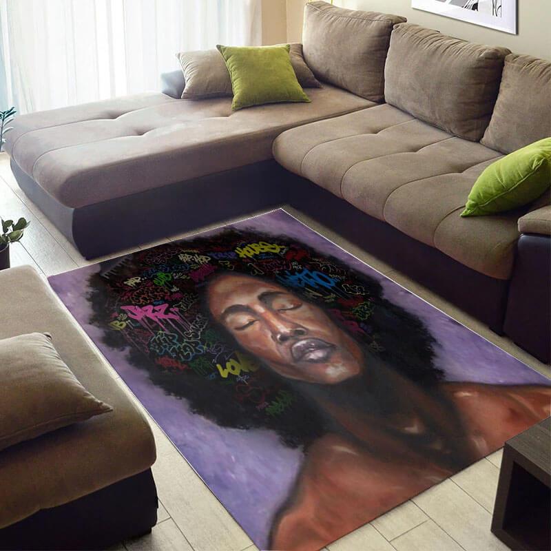 Modern African Beautiful Afro American Woman Themed Carpet Living Room Rectangle Rug