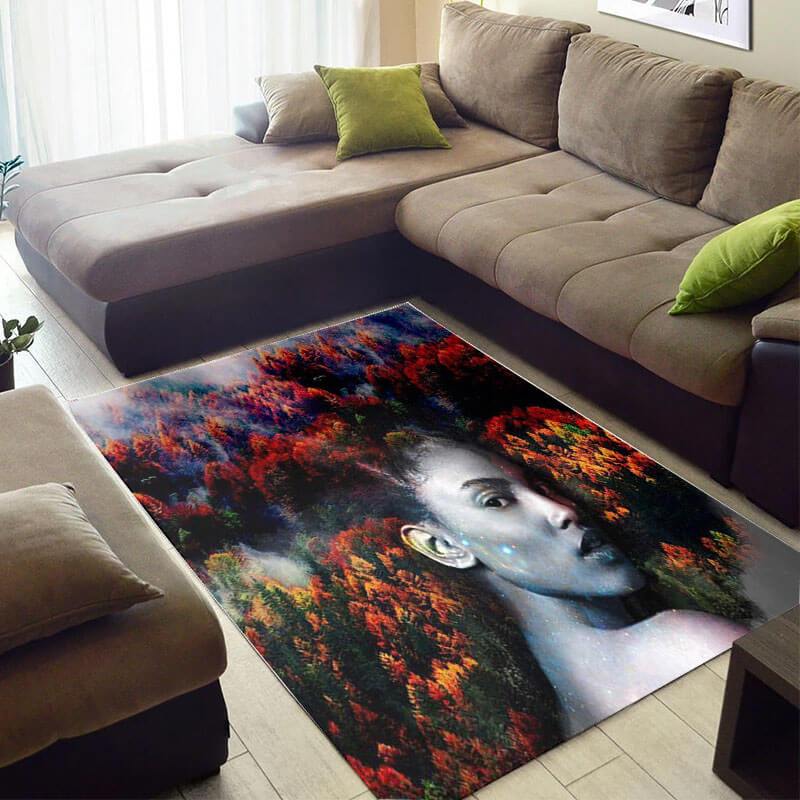 Modern African Beautiful Lady Design Floor Themed Home Rectangle Rug