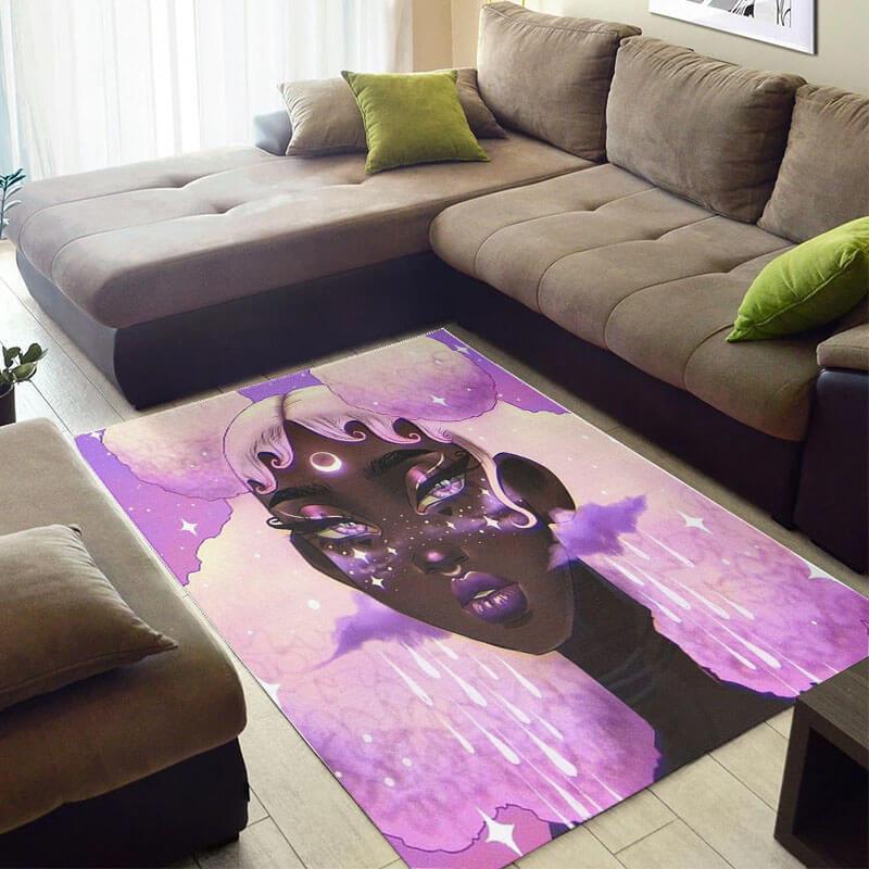 Modern African Beautiful Style Afro Lady Design Floor Carpet Inspired Living Room Rectangle Rug