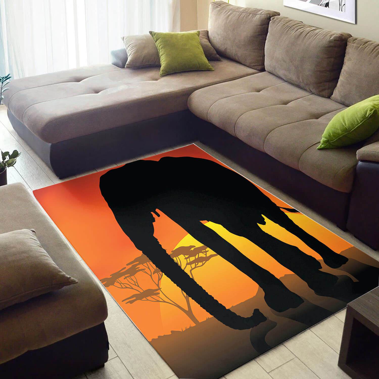 Modern African Cool Style Safari Animals Floor Inspired Living Room Rectangle Rug