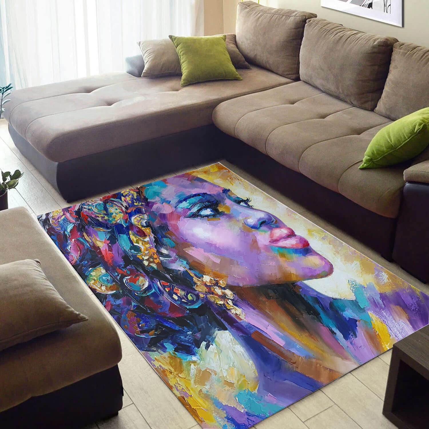 Modern African Cute American Art Black Girl Design Floor Inspired Home Rectangle Rug