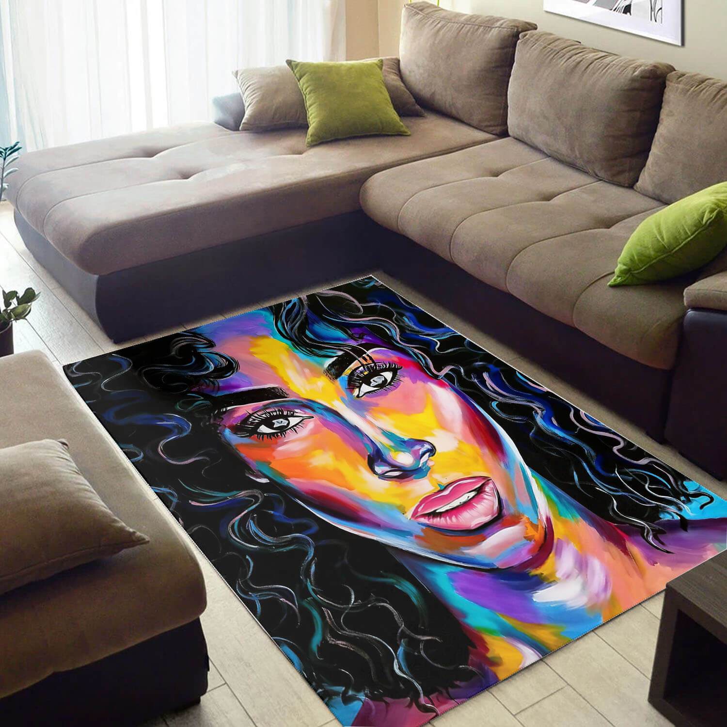 Modern African Cute American Art Black Queen Carpet House Rectangle Rug