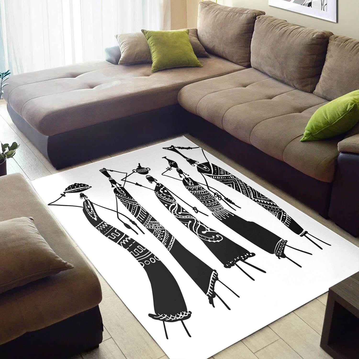 Modern African Cute American Black Art Melanin Afro Girl Large Inspired Home Rectangle Rug
