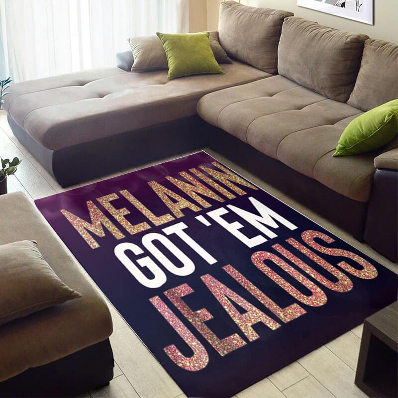 Modern African Pretty Afrocentric Melanin Woman Jealous Style Floor Themed Home Rectangle Rug