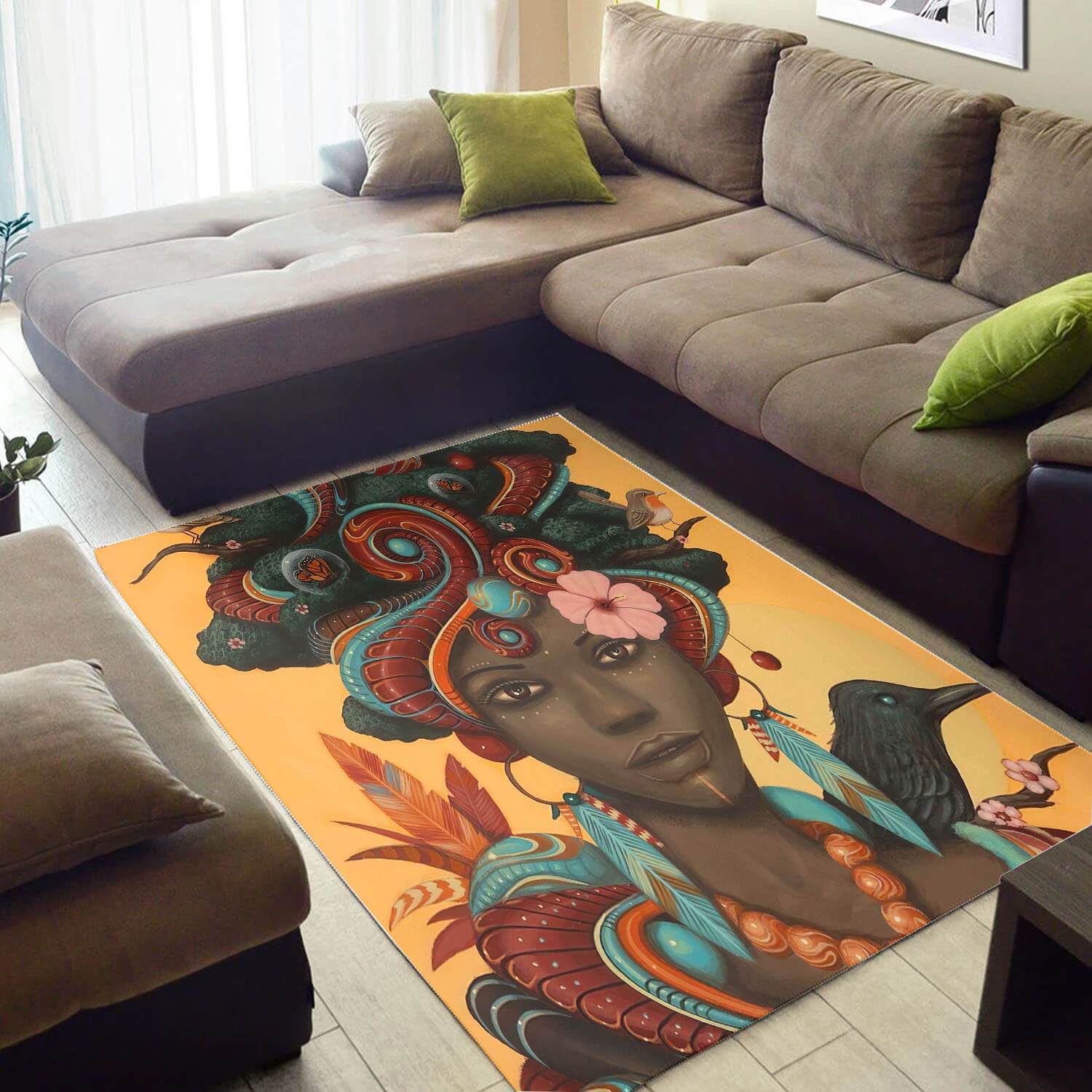 Modern African Pretty Print Girl Themed Carpet Living Room Rectangle Rug