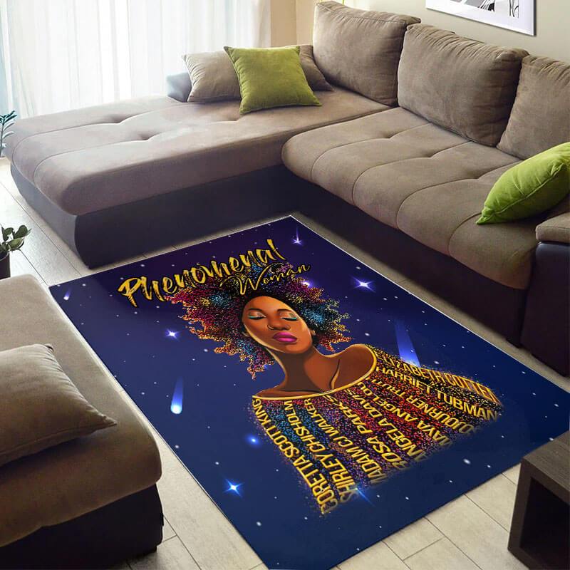Modern African Style Cute Black Queen Phenomenal Floor Living Room Rectangle Rug