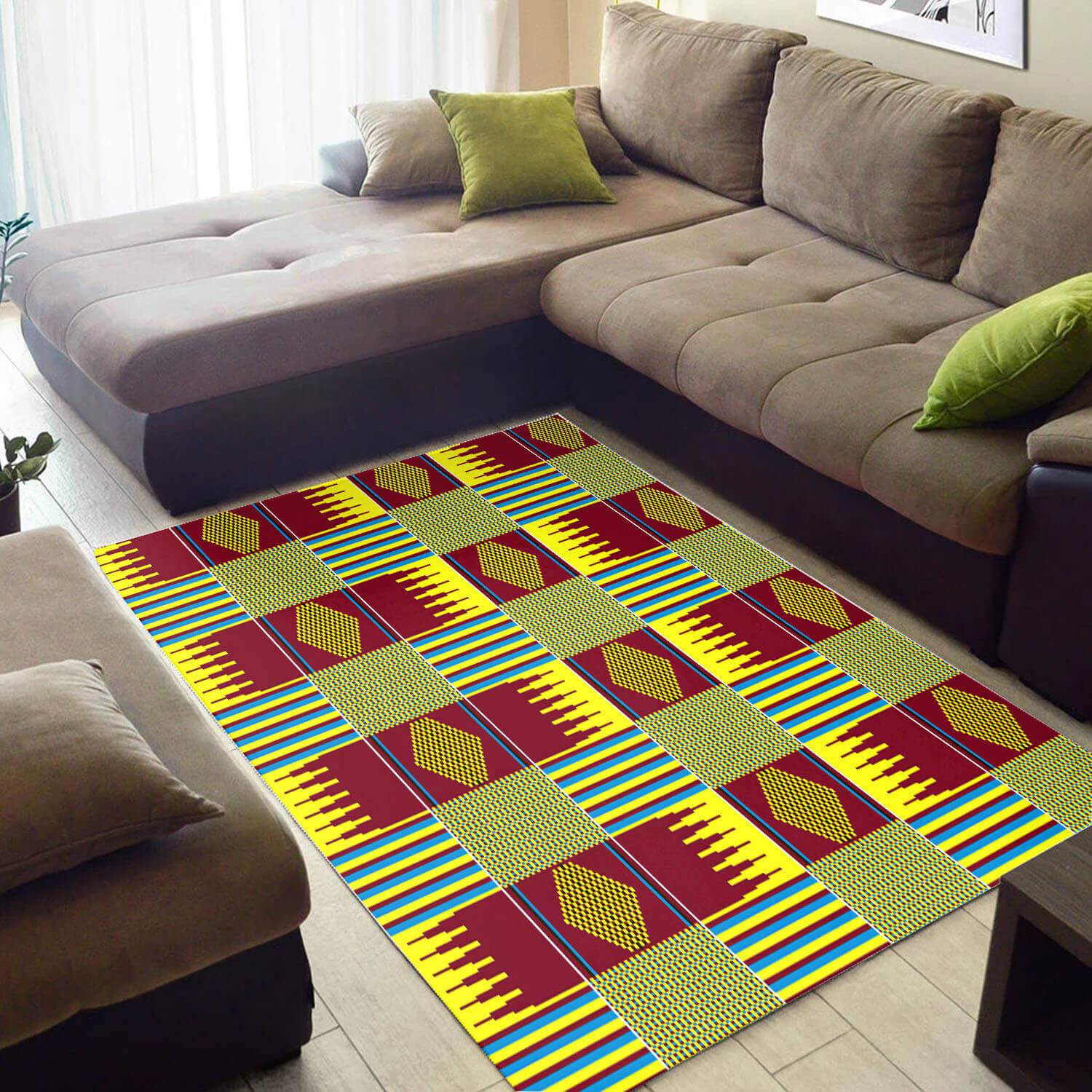 Modern African Style Graphic Afrocentric Art Large Carpet Inspired Living Room Rectangle Rug