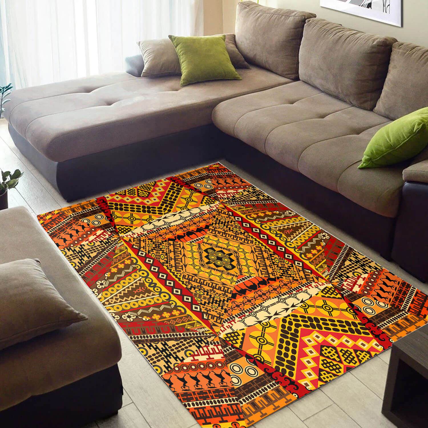Modern African Themed Ethnic Seamless Pattern Large Style Rectangle Rug