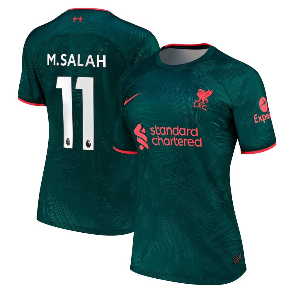 Mohamed Salah 11 Liverpool 2022-23 Third Women Soccer Jersey – Teal