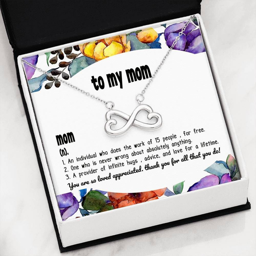 Mom Definition You Are Loved Infinity Heart Necklace Gift For Mom