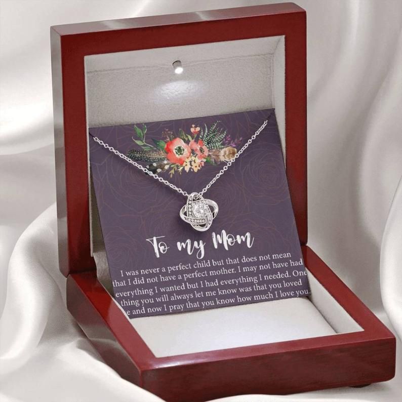 Mom Love Knot Necklace Mother Necklace Mother’s Day Gift for Mom, Mother’s Day Necklace Mother Daughter Gift, Mom Jewelry