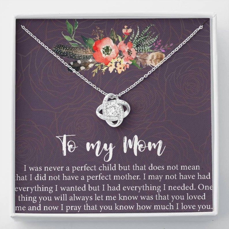 Mom Love Knot Necklace Mother Necklace Mother’s Day Gift for Mom, Mother’s Day Necklace Mother Daughter Gift, Mom Jewelry