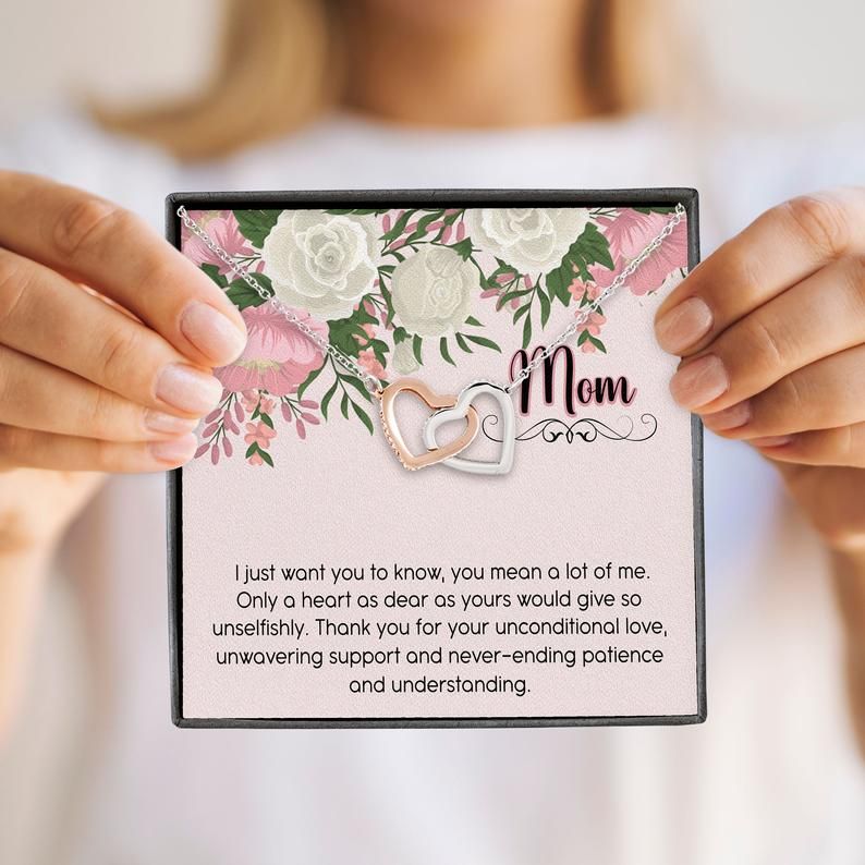 Mom Necklace – Gift For Mom Thank You So Much – Interlocking Hearts Necklace – The Necklace Gifts For Mom