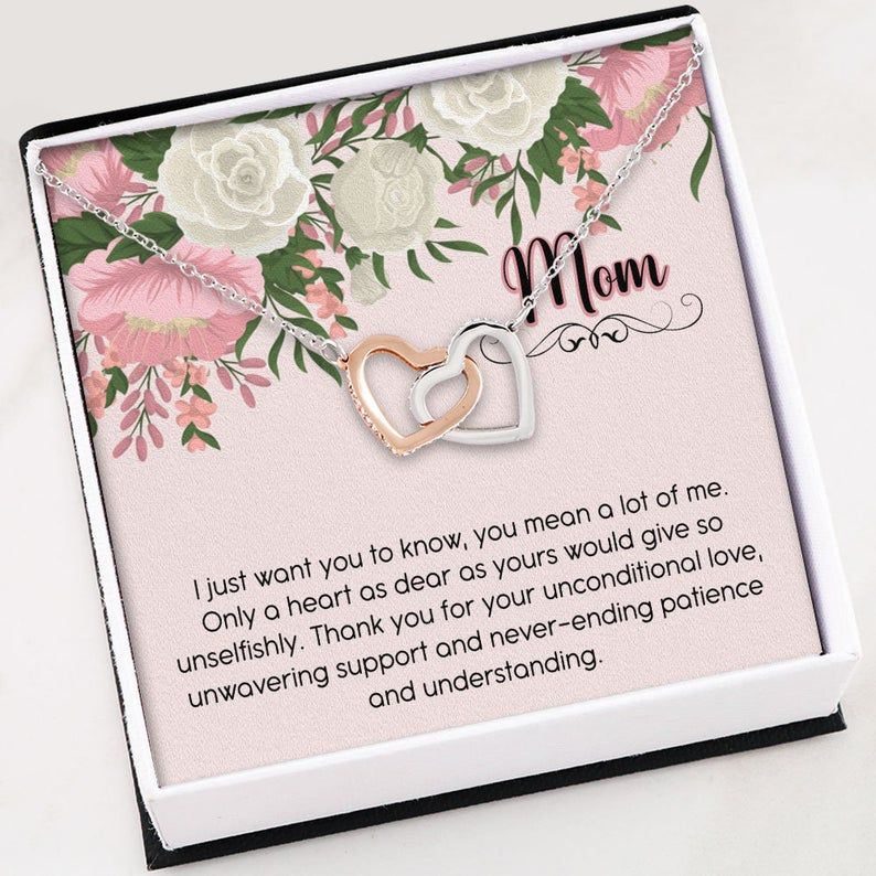 Mom Necklace – Gift For Mom Thank You So Much – Interlocking Hearts Necklace – The Necklace Gifts For Mom