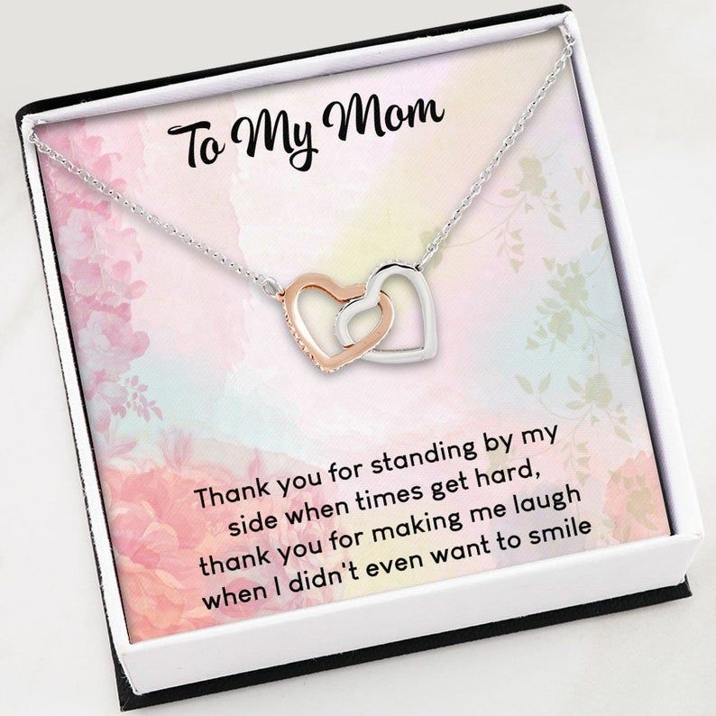 Mom Necklace – To My Mom Thank You For All – Interlocking Heart Necklace  – The Jewelry For Mom