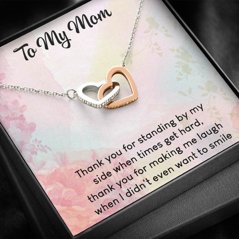 Mom Necklace – To My Mom Thank You For All – Interlocking Heart Necklace  – The Jewelry For Mom